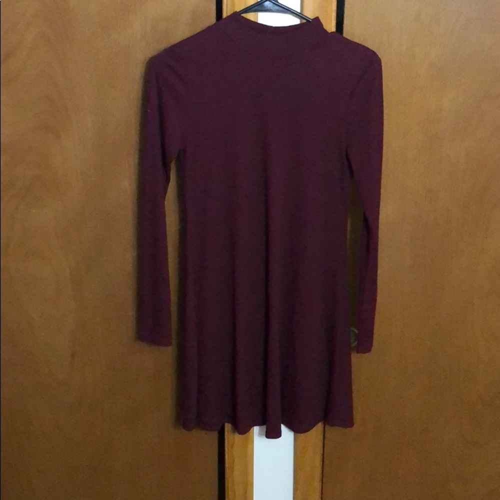 Burgundy mock turtle neck dress